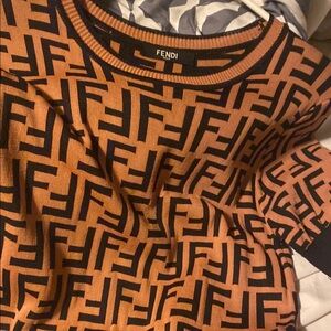 Fendi Women's Black and Tan Dress